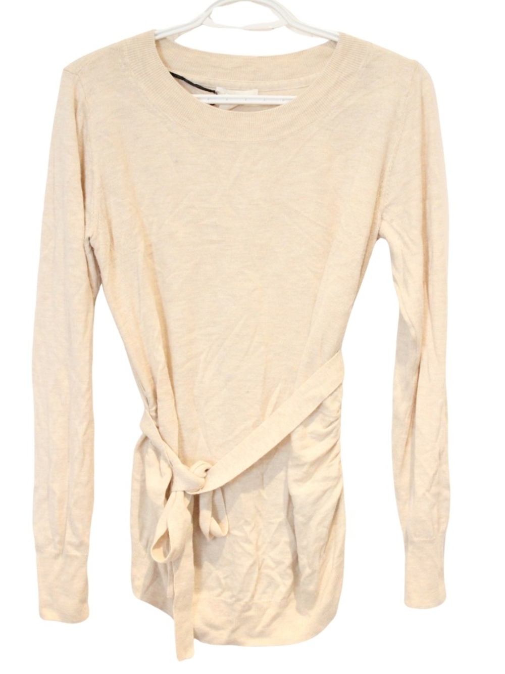 2/$25 🏷 H&M Light Beige Thin Knit Sweater with Belt Tie Size L